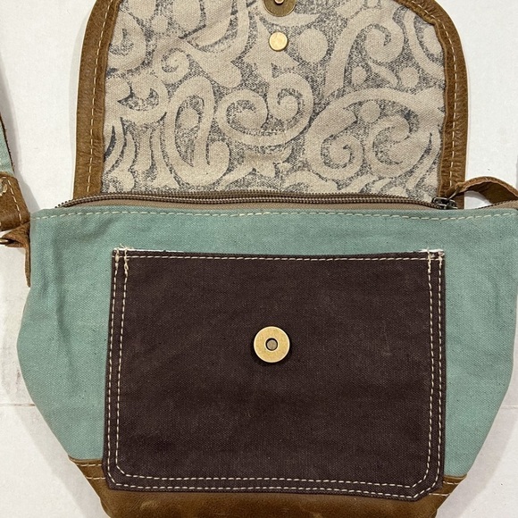 Myra bag Paisley swirl print small cross body bag canvas leather. - Picture 12 of 13